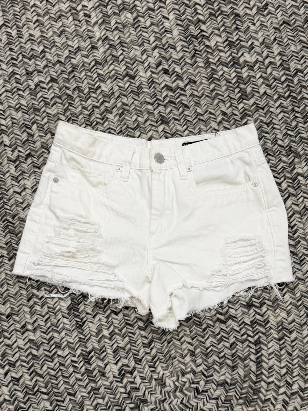 Blank NYC White Distressed Denim Cutoff Shorts
